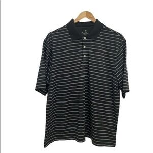 Palm Beach Golf Polo Mens Black White stripes polyester short sleeve shirt Sz M